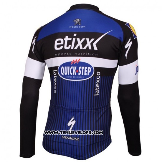 2016 Maillot Ciclismo Etixx Quick Step Bleu et Noir Manches Longues et Cuissard